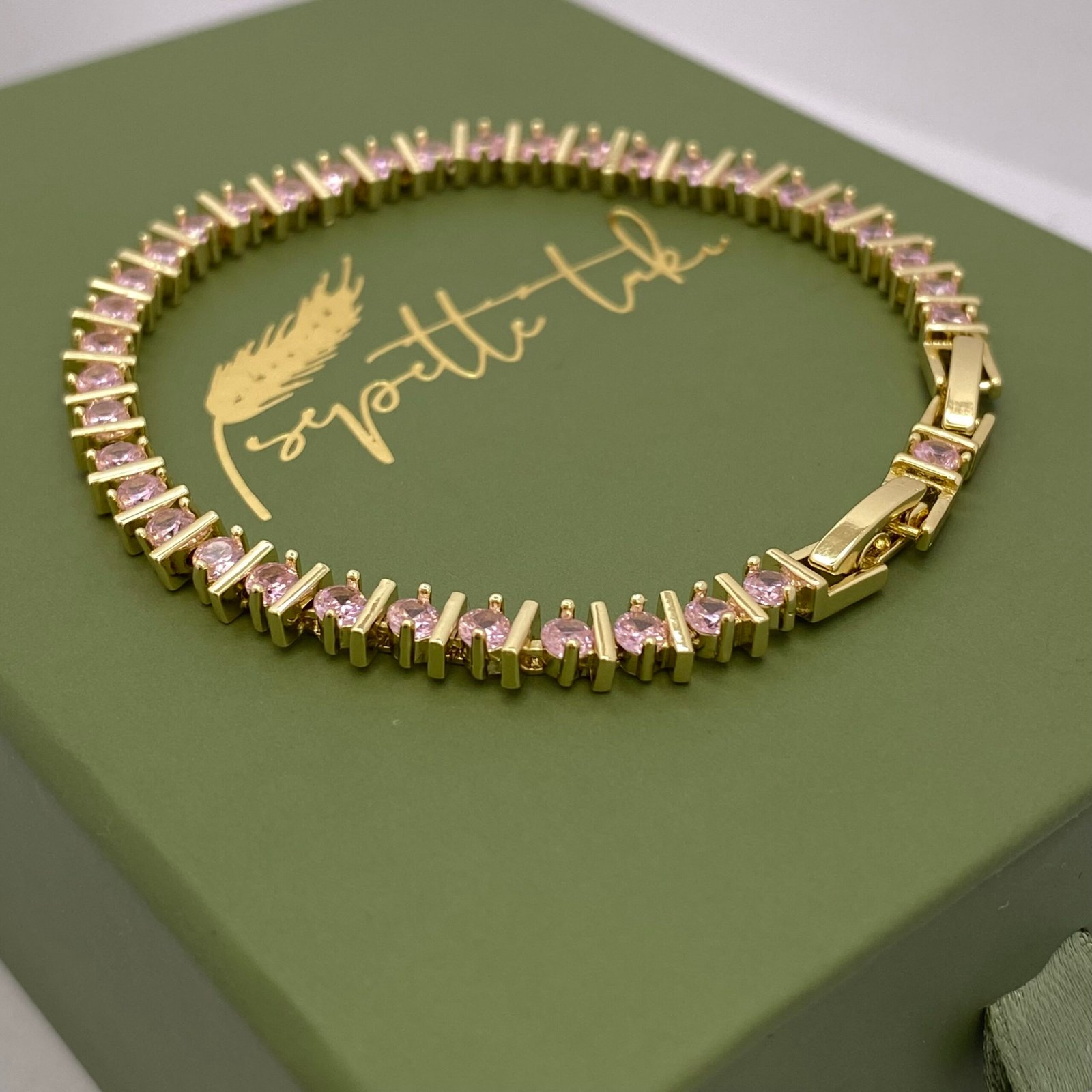 ROSE – Tennis | 14K Altın Kaplama Pembe Taşlı Bileklik