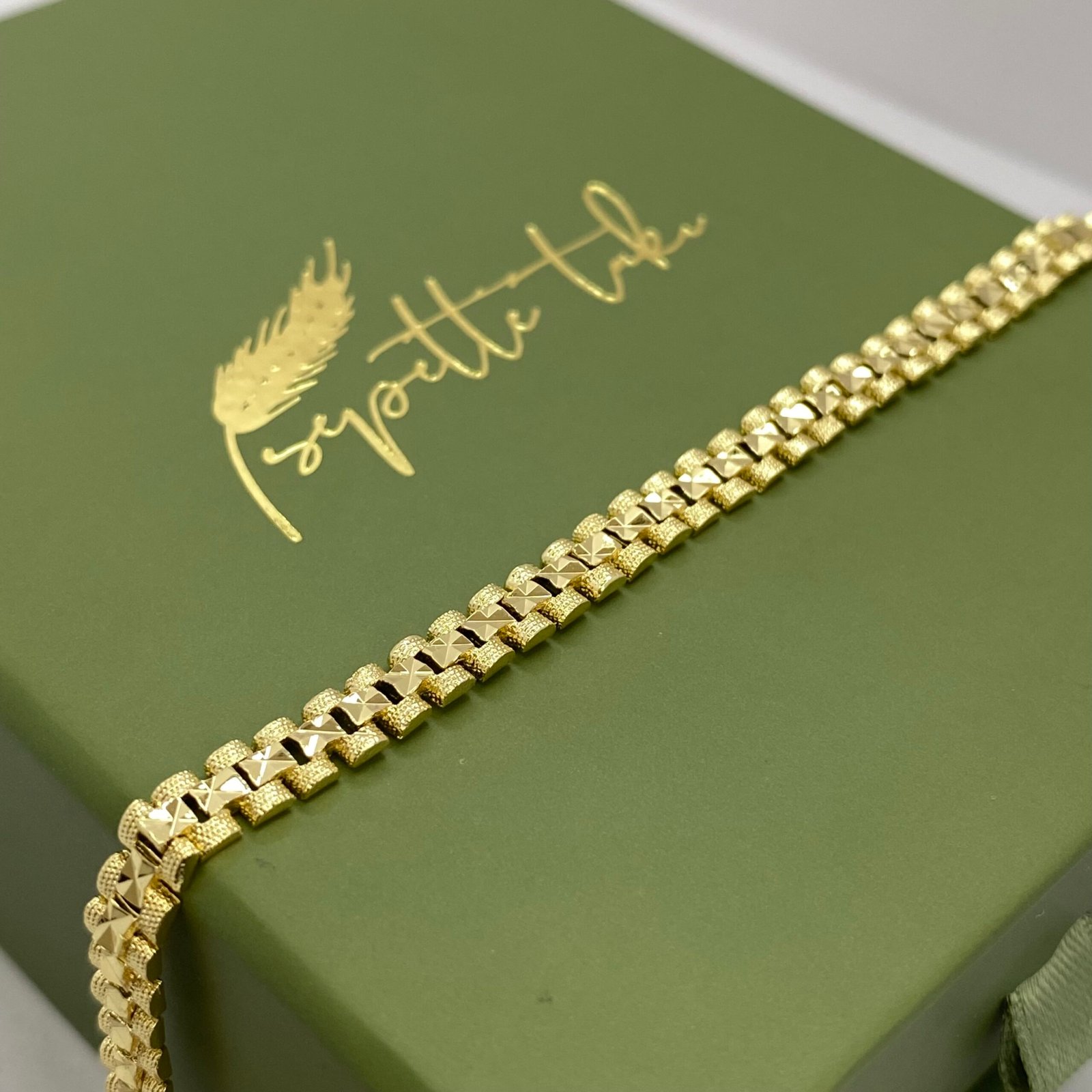 PRIME – Texture | 14K Altın Kaplama Işıltılı Desenli Bileklik